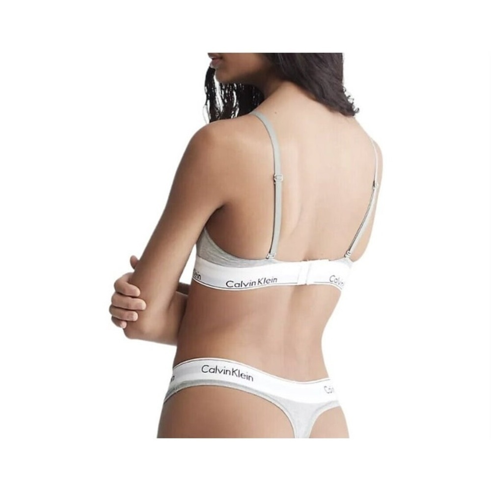 Calvin Klein Gray Triangle Bralette Soft Wireless Comfort - Picture 2 of 3